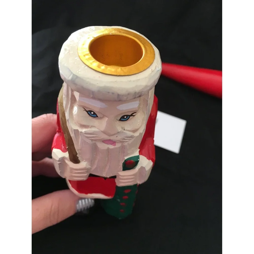Vintage santa claus candle stick holder‎ Christmas holiday decoration
